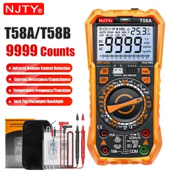 TY T58A/B NCV multimetro digitale 9999 parole misuratore di tensione AC/DC con portata automatica luce posteriore luce posteriore grande schermo come RM113D