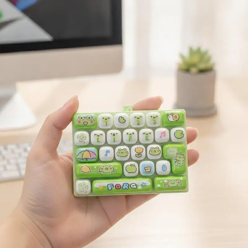 Cute 26 Grids Simulation Keyboard Keychain Stress Relief Toy Desktop Decoration Student Bag Ornament Creative Gift