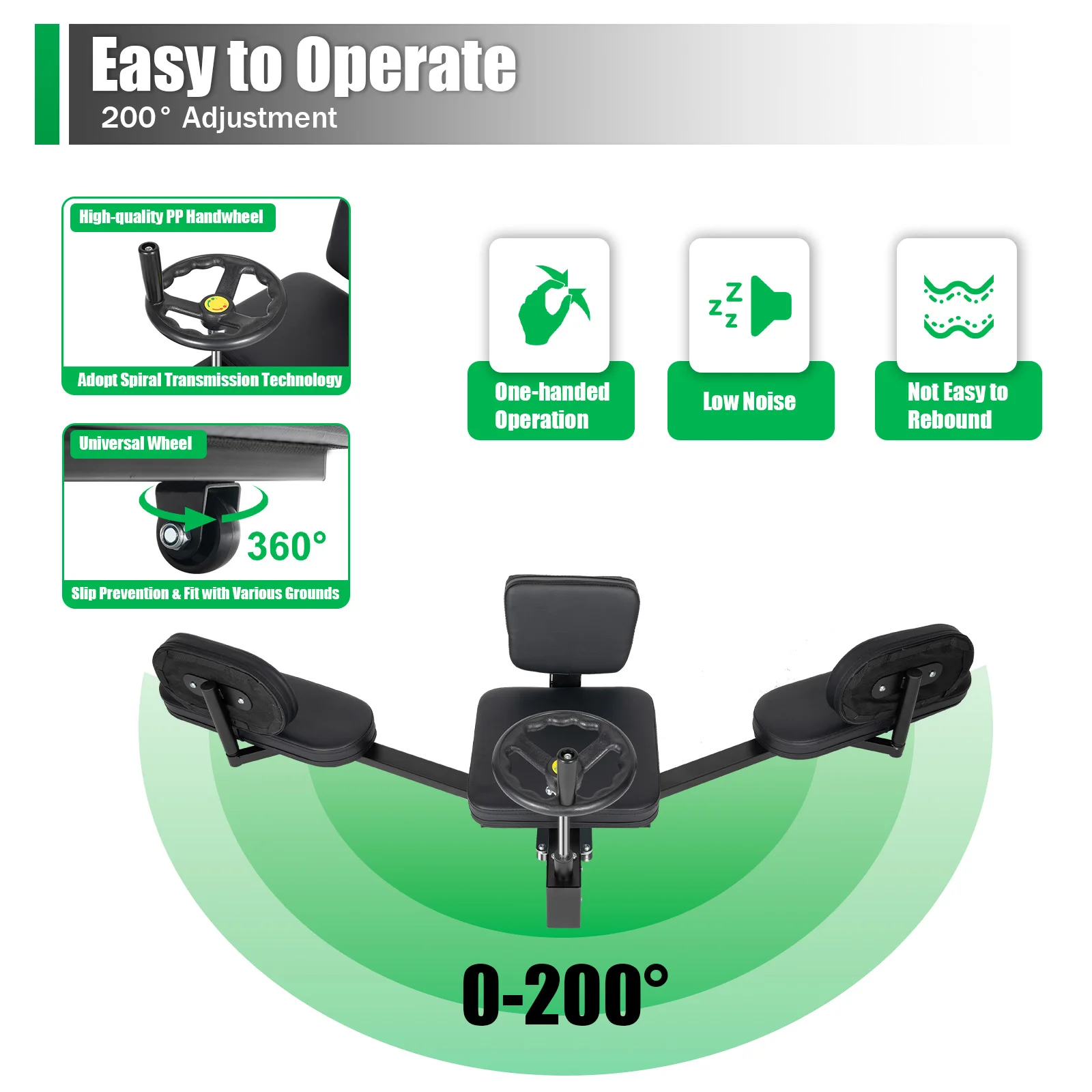 Attrezzatura per lo stretching delle gambe regolabile, struttura in acciaio, cuscino di protezione delle articolazioni, cuscino in PU, carico massimo 100 kg, consigliato per altezze