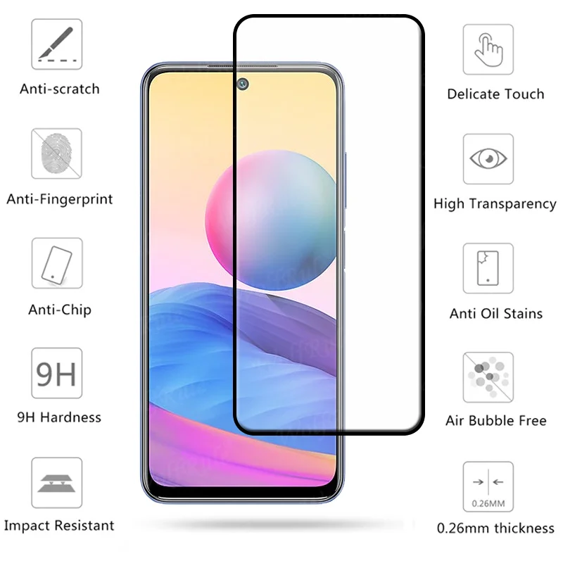 Full Cover Glass For Xiaomi Redmi Note 10 T Glass For Redmi Note 10T Full Screen Protector For Redmi Note 10T 10 Pro Lens Glass