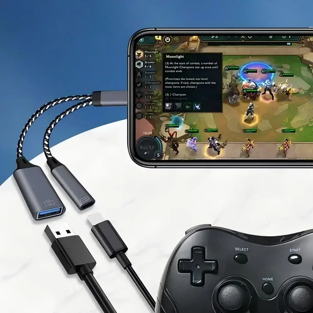 USB C OTG كابل محول الهاتف 2 في 1 نوع C إلى USB A محول مع منفذ شحن PD لسامسونج هواوي Xiaomi الهاتف المحمول اللوحي