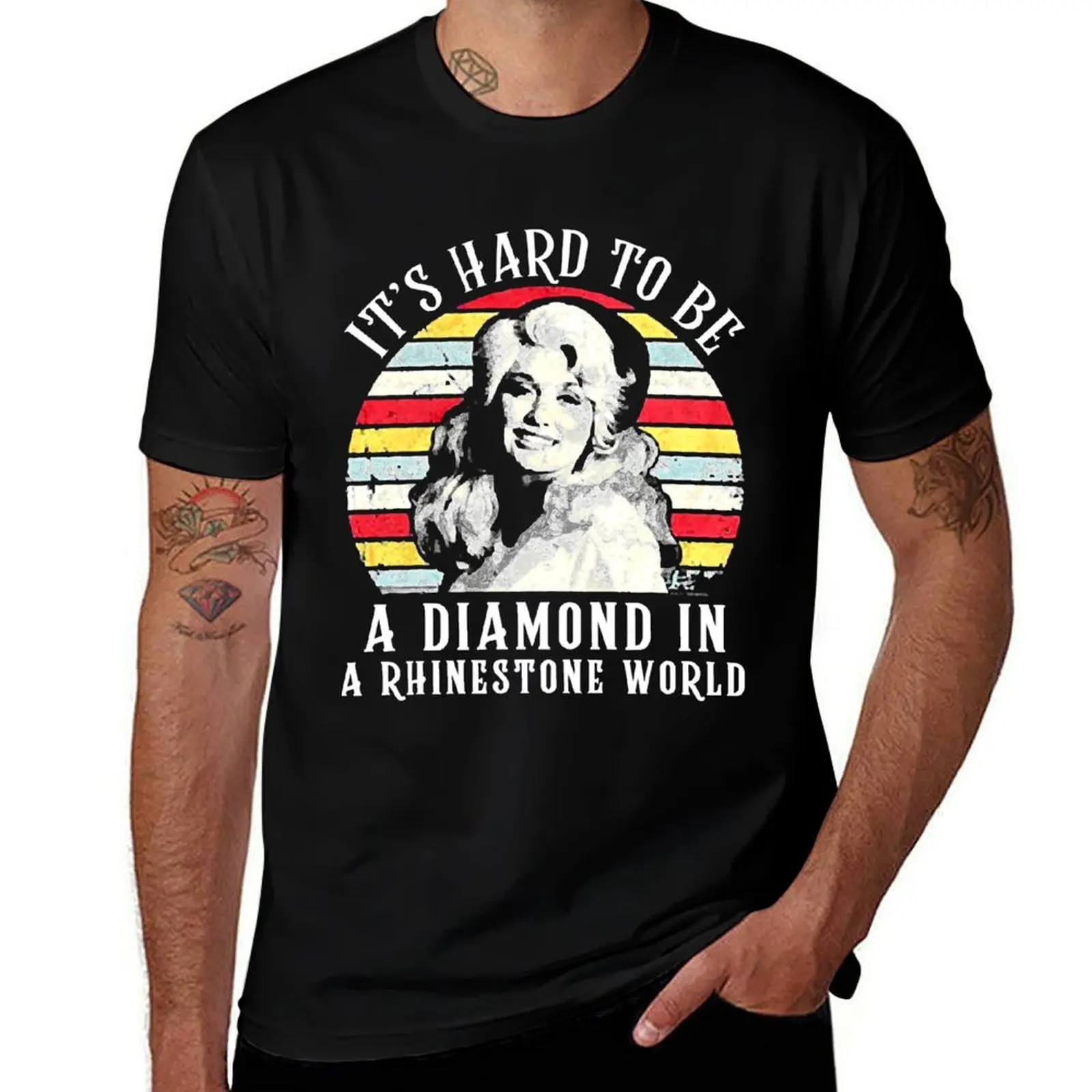 

Dolly Parton It's Hard To Be A Diamond In A Rhinestone World T-Shirt Large Size Casual Short Sleeve Top