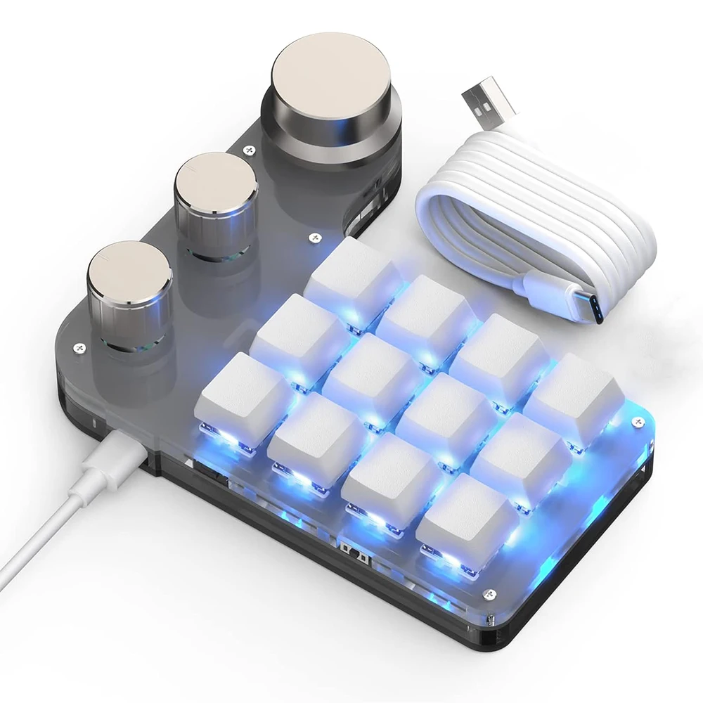 Romoral-teclado de programación Macro, dispositivo con 15 botones, 3 perillas, personalizado, función de capa Bluetooth, intercambiable en caliente