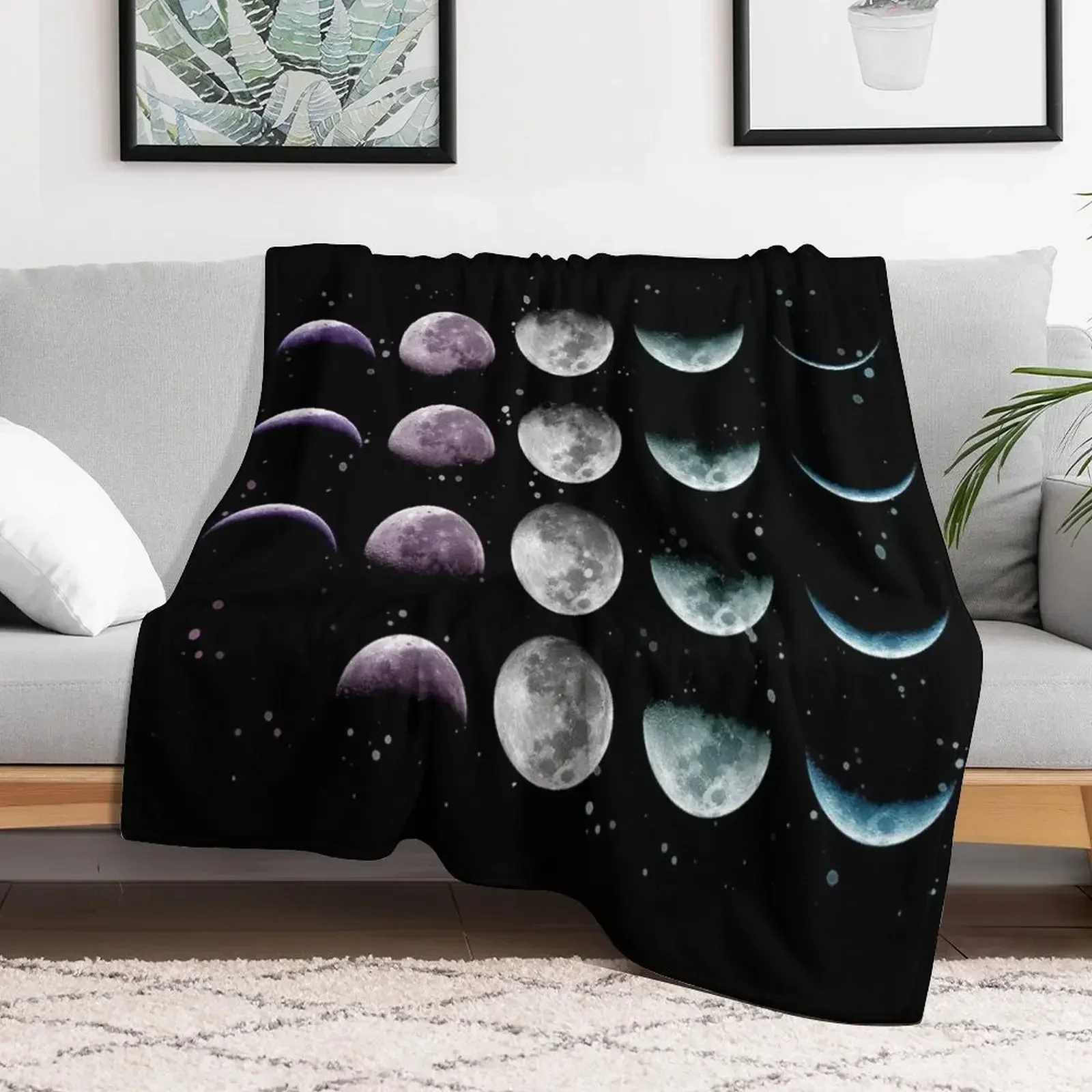 

Moon Phase Throw Blanket Shaggy Luxury St Blankets Flannel Fabric Tourist Blankets