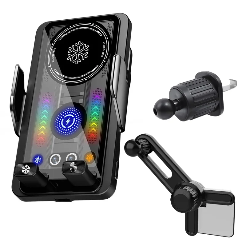 15W Kühlende Auto-Handyhalterung mit kabellosem Ladegerät und 360°-Drehung für Samsung S25 iPhone 17 16 15 14 13 12 Pro Max