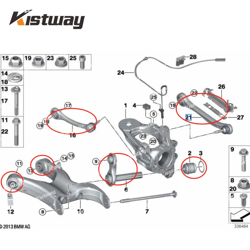 14PCS Rear Suspension Control Arm Kit For BMW X5 X6 E70 E71 E72 F15 F16 F85 F86 ActiveHybrid xDrive 28i 30d 35i 40i 50i