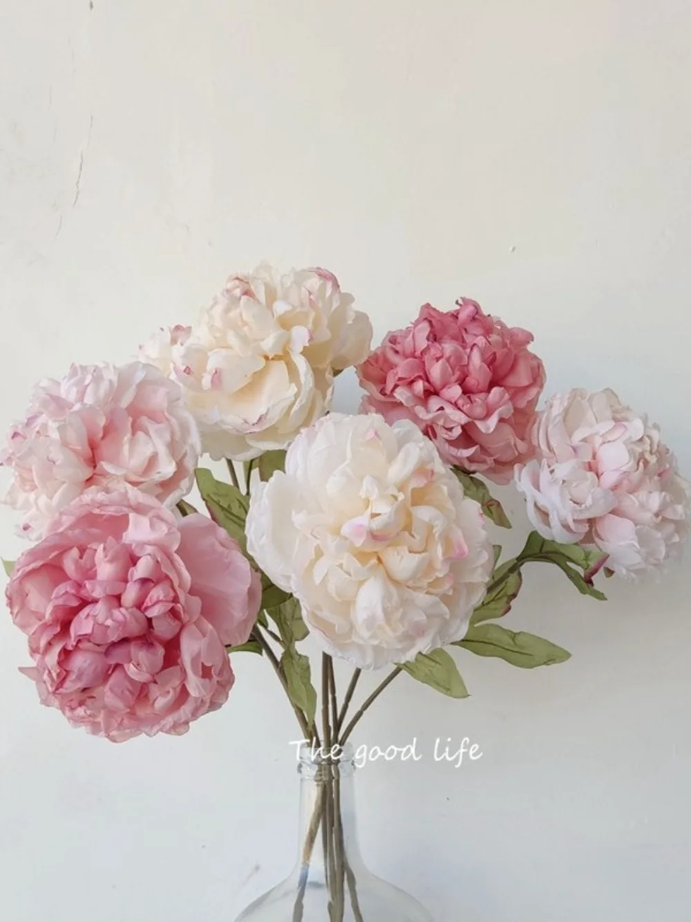 

American simulated dried flower peony pink and white peony living room fake flower shooting props space display design