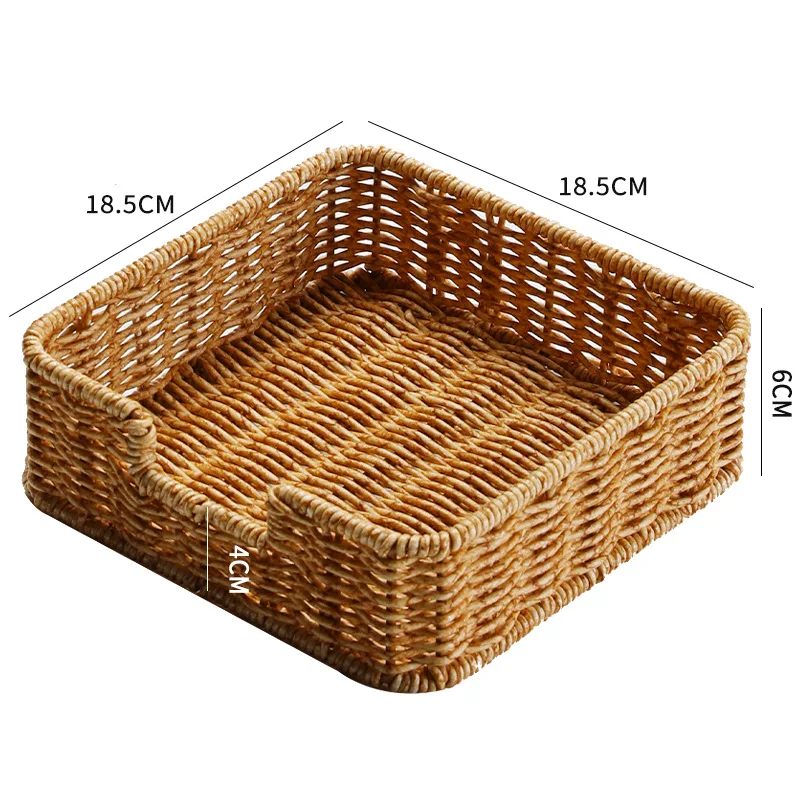 Napkin Holder Tray Plastic Rattan Square Tissue Organizer Woven Box  Table Paper Wicker Storage Bathroom Storage Basket