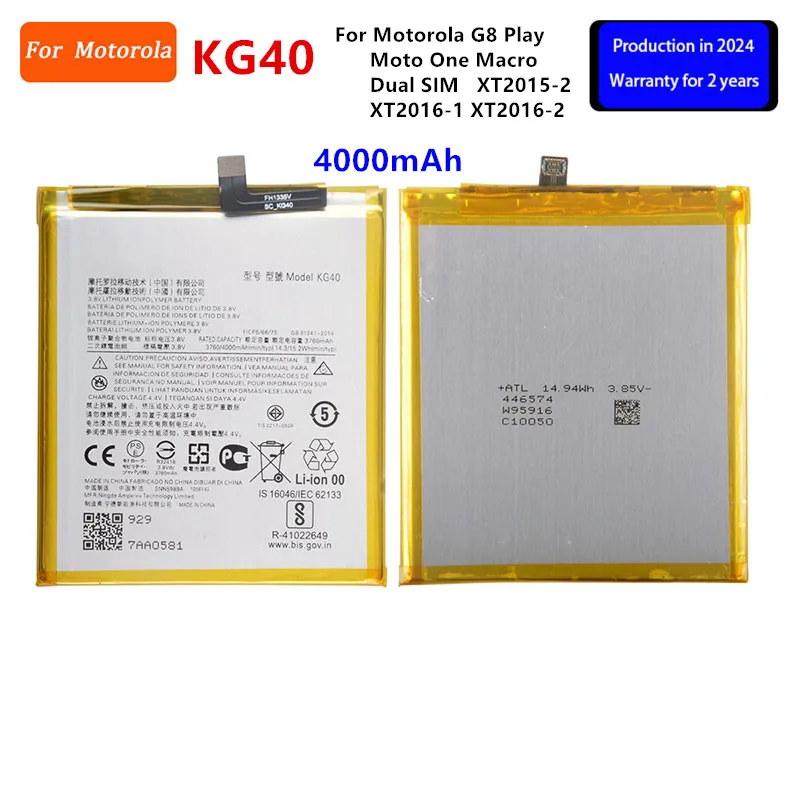 

100% Original KG40 4000mAh Battery For Motorola Moto G8 Play Moto One Macro/Dual SIM XT2015-2 XT2016-1 XT2016-2