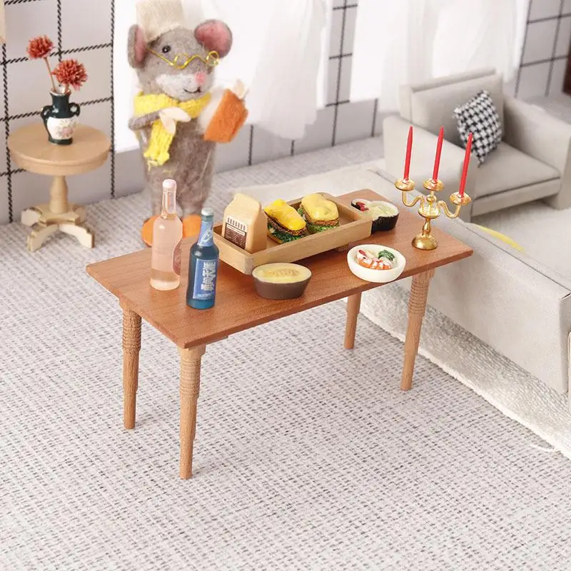 1/12 Dollhouse Simulation Miniature Dining Table Model Doll Home Bar Table Furniture Decor Toy Micro Scene Decor
