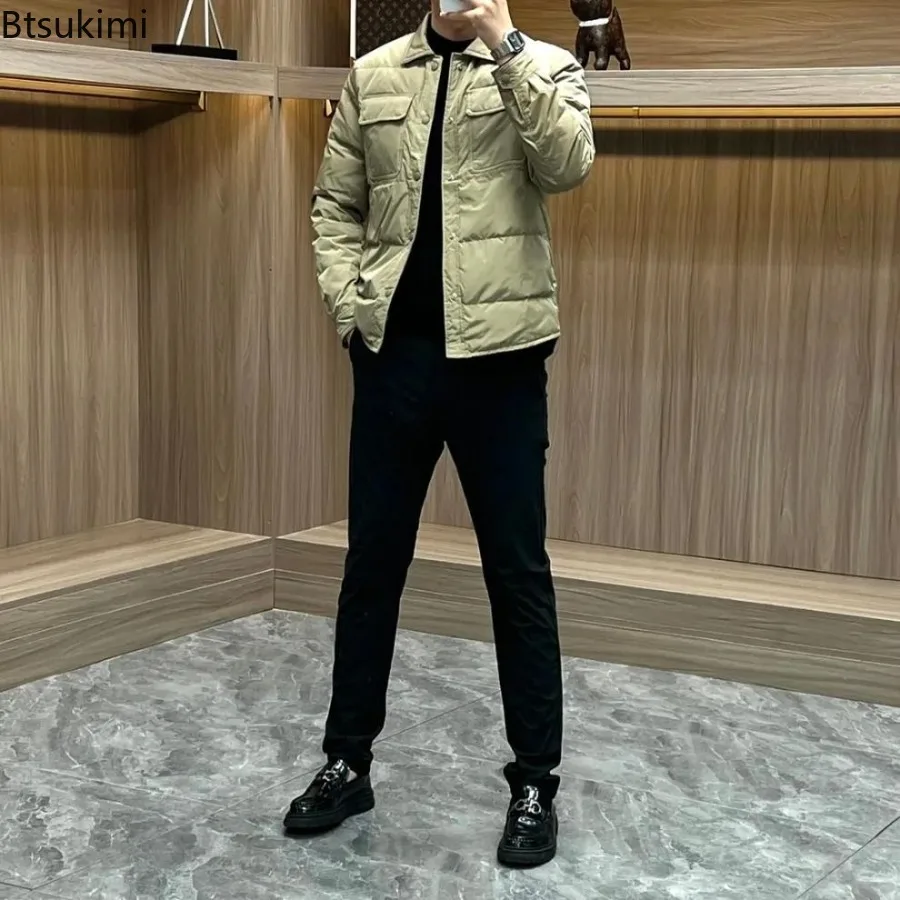 2025 Fashion Winter Warm Men Cotton Jacket Loose Casual Flip Collar Male Jacketcoat High Quality Solid Casual Multi-Pocket Parka
