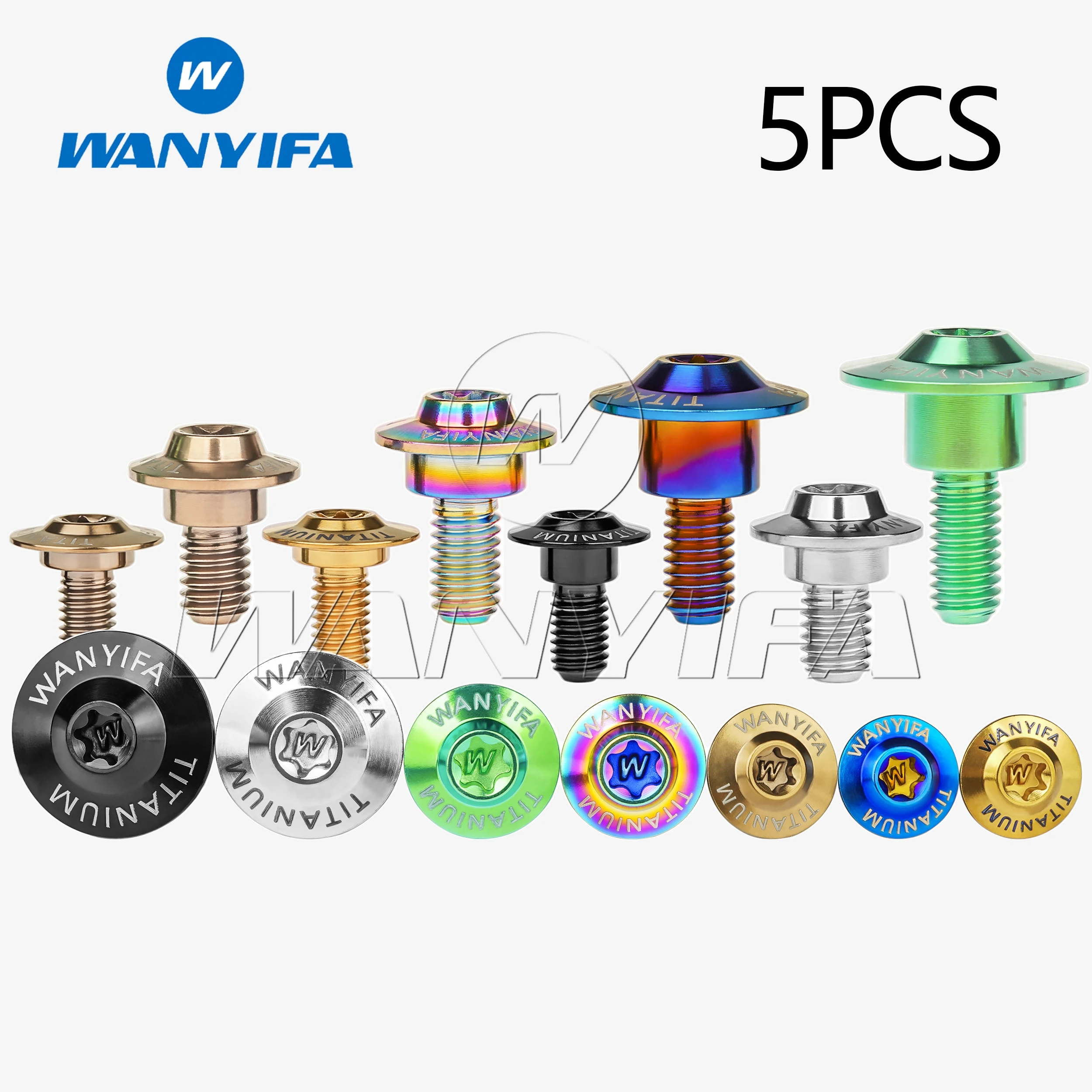Wanyifa 5PCS Titanium Bolts M5/M6 Length 11-22mm Step Screws for Motorcycle Body Cover and Side Plate Disc Fender