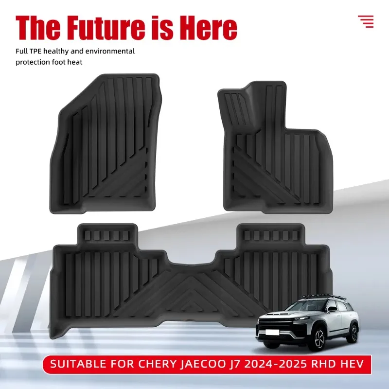 New Products Premium waterproof non-slip 3D TPE Rear Trunk Mat for Chery Jaecoo J7 2024-2025 Rhd Hev，All Weather Black Interior