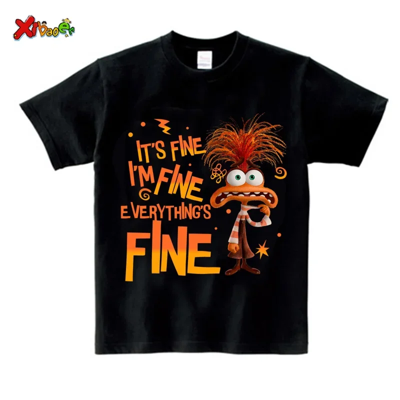 Inside Out 2 T Shirt Boys Girls Short-Sleeved T Shirts Birthday T-shirt Casual Top Cartoon TShirt Clothing Kids Clothes Fashion