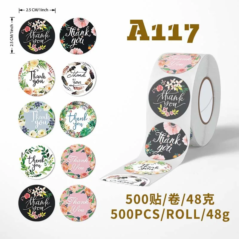 500pcs Multiple Options Thank You Stickers Self Adhesive Sealing Labels Gift Packaging Envelope Stickers Decor Aesthetic Sticker