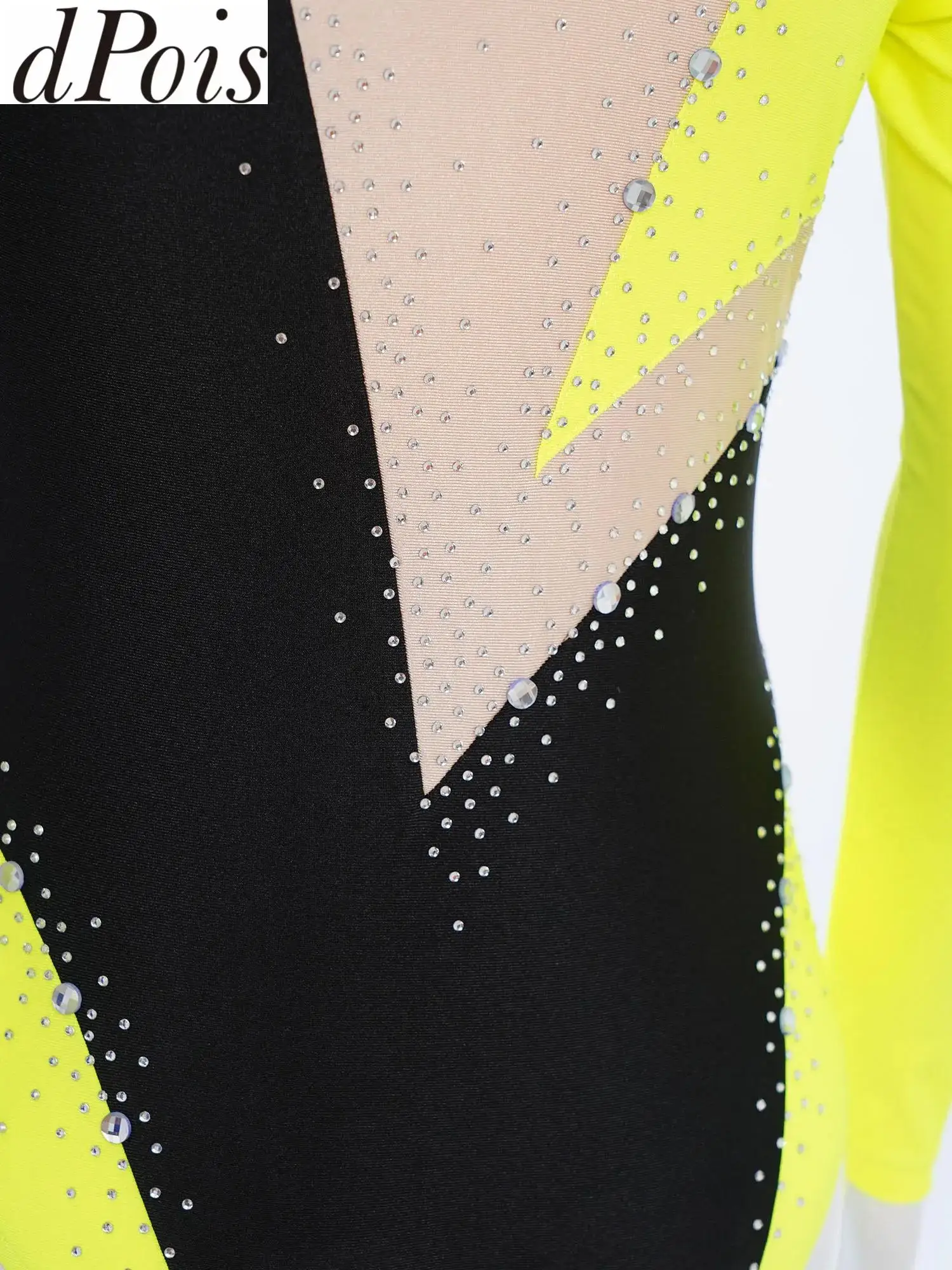 Maillots para Niñas, Leotardos de Gimnasia, Patinaje Artístico, Ballet, Disfraz de Actuación, con Pedrería, Asimétricos, Vestidos de Bailarina