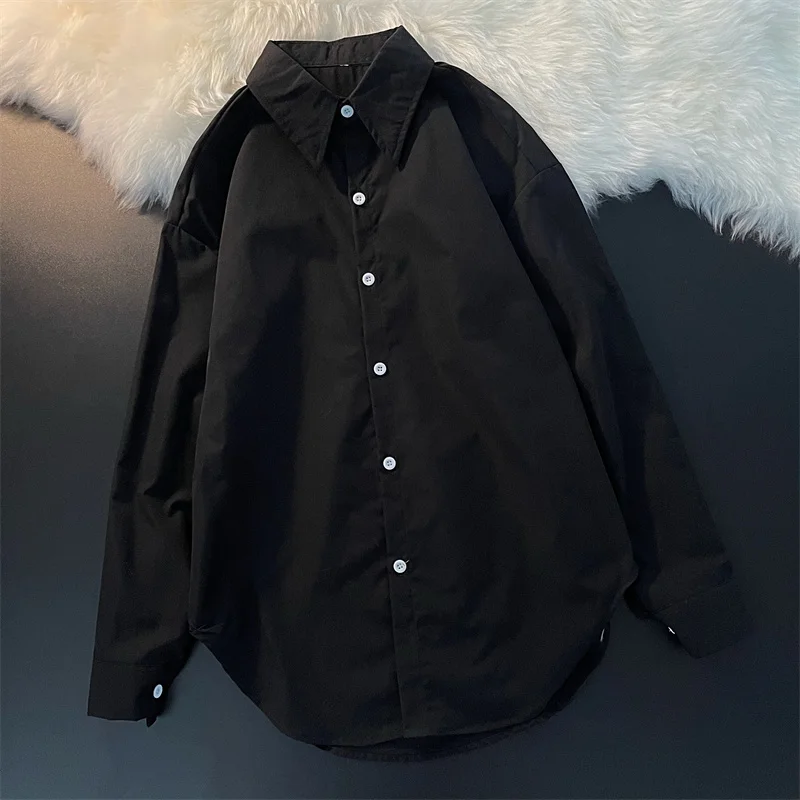 Long Sleeved Loose Shirt And Blouse Casual French Retro Solid New In Clothes Top Single Breasted Simple Office Lady Trend Women