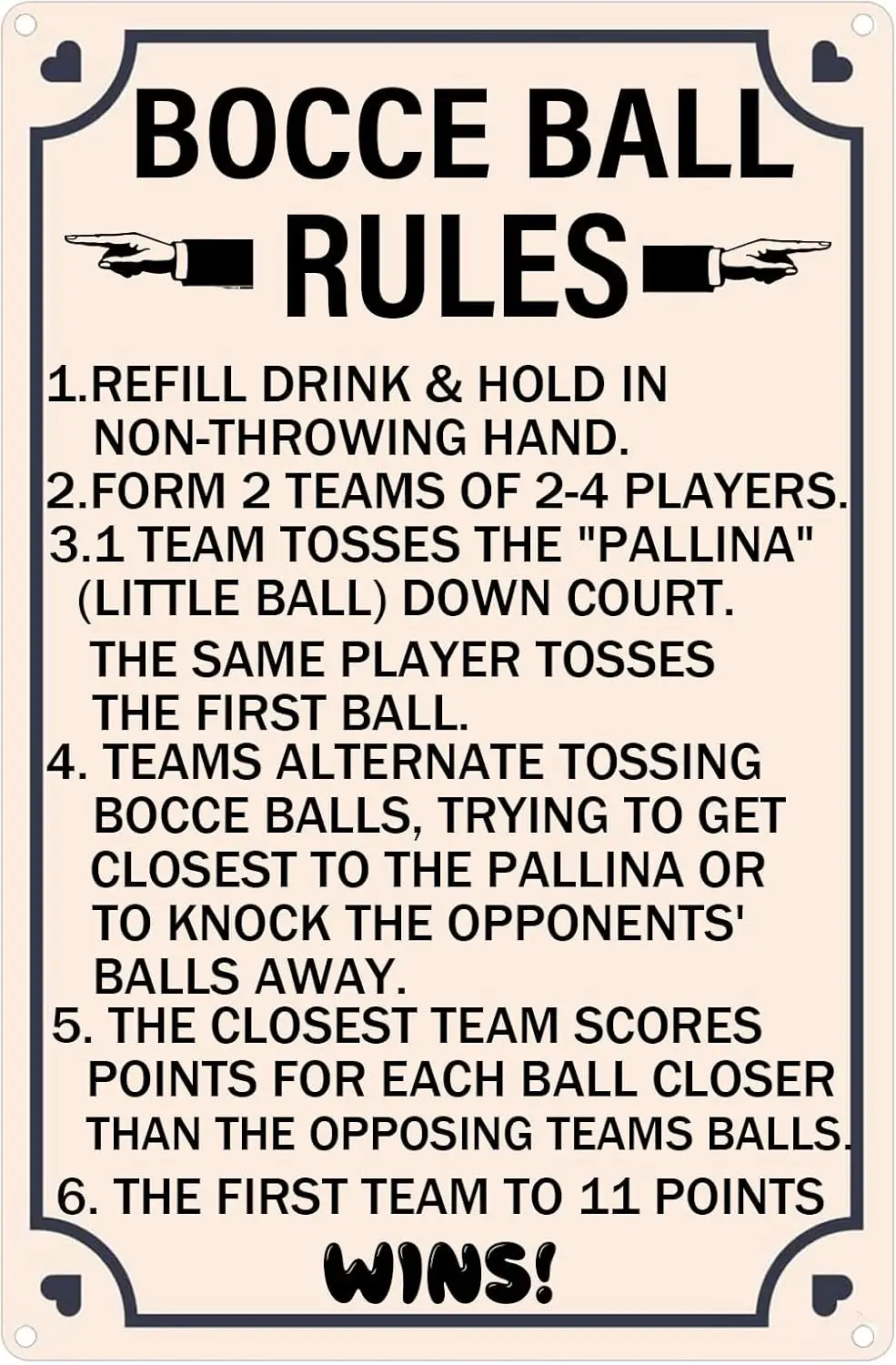Bocce Ball Rules Vintage Metal Tin Signs Scoring Rules Poster Wall Decor Bocce Ball Crossing Tin Painting For Bar Pub Kitchen Ho