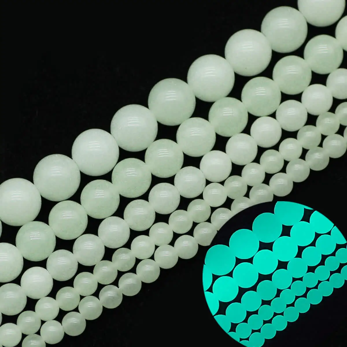 

Porous Green Luminous Stone 4 6 8 10 12mm Round Spacer Loose Charms Beads for Jewelry Bracelet Making Necklace DIY Accessories