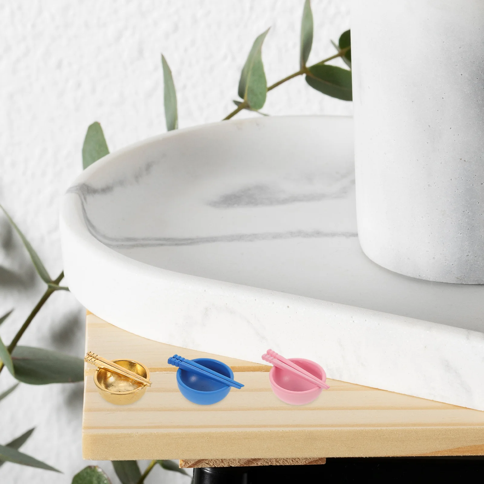 4 مجموعة دمية أدوات المطبخ المصغرة واقعية المعادن أطباق صغيرة عيدان المطبخ الصغيرة اكسسوارات الديكور لتناول الطعام 1:12 #1