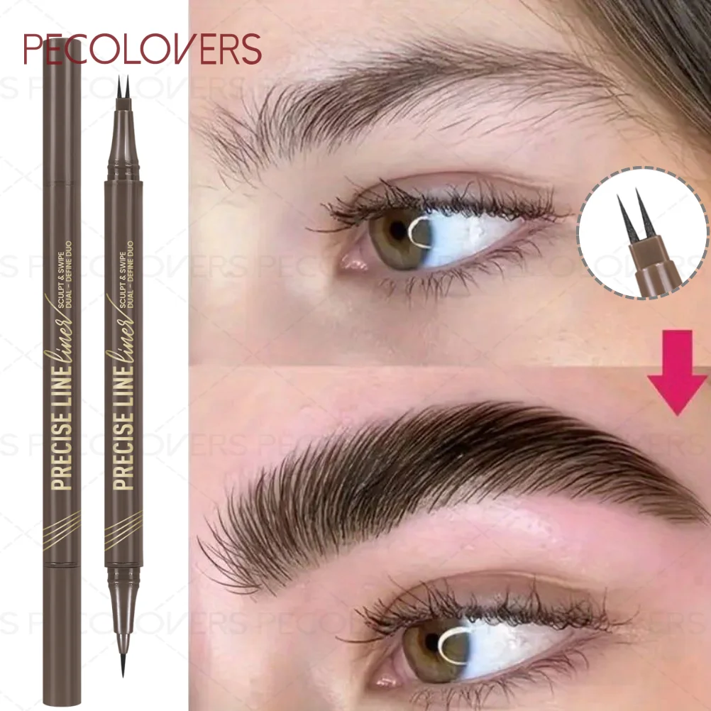 1 Stück doppelseitiger Augenbrauenstift und Eyeliner, wasserfest, seidig, schlank, erzeugt eine natürliche und wilde Augenbrauenform