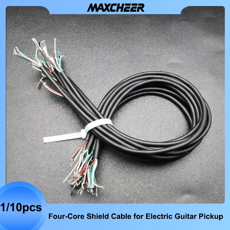 1/10pcs 380MM Four-Core with Shield Cable for Electric Guitar Pickup Making Humbucker with Coil Spliting Cable Black