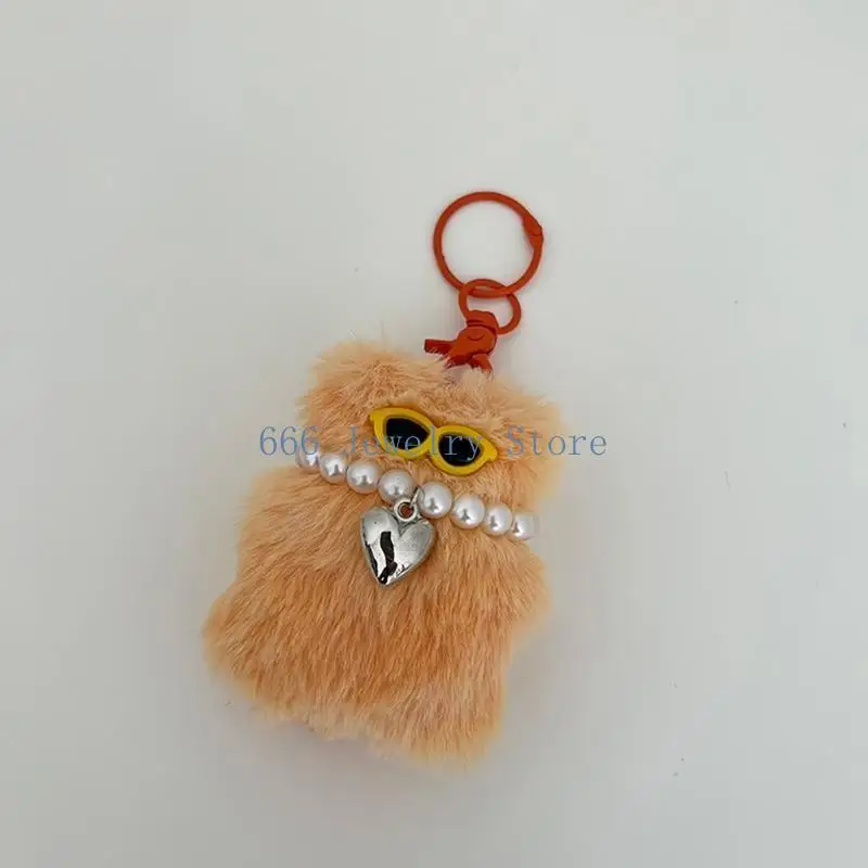 F2TD Soft Plush Bear Keychain Animal Couple Keyrings Stuffed Phone Adorment
