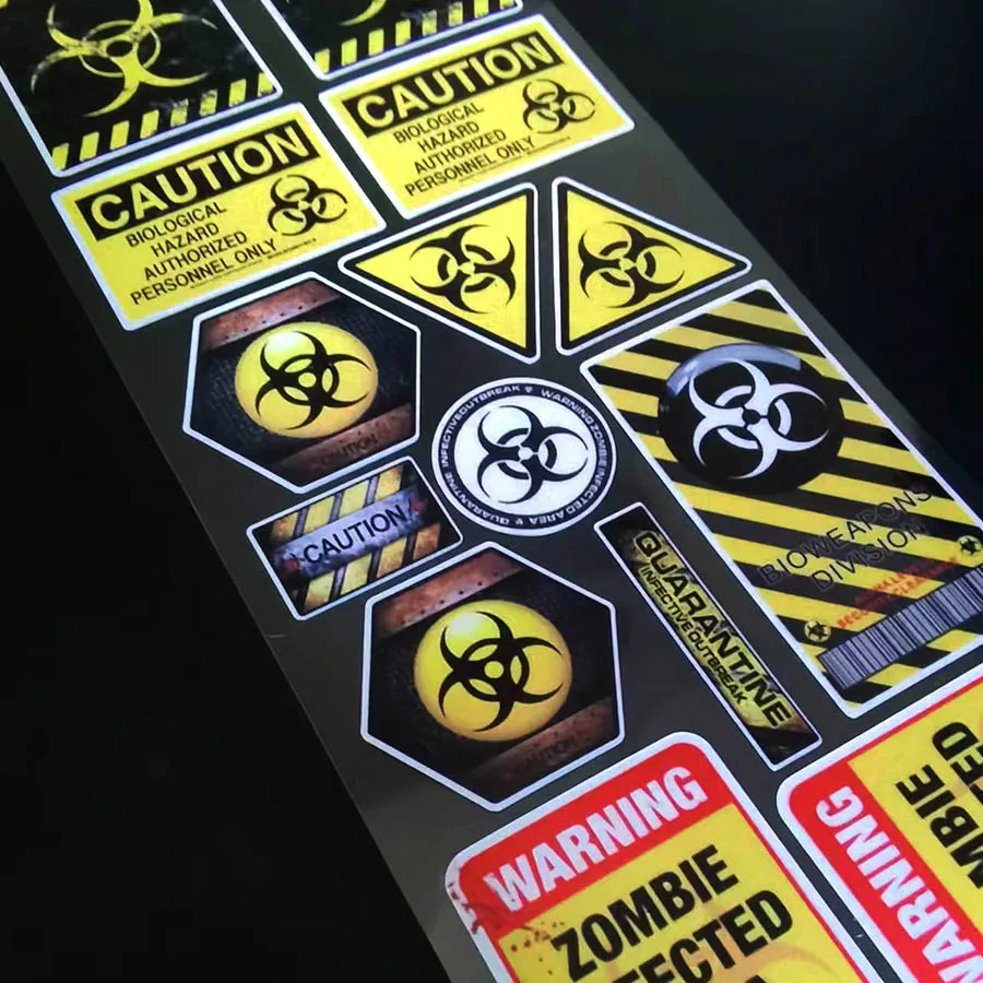 14PCS Nuclear Radiation Biohazard Biochemistry Vinyl Sticker Graphic Decals Emblem For Car Bike