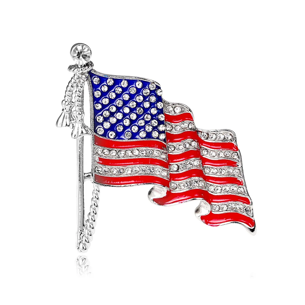 New Cross-Border American Flag Brooch Alloy Diamond Badge Oil Pin Clothing Anti-light Badge