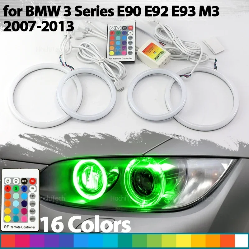 Remote Control Daytime Light Angel Eyes LED Cotton RGB 16-Color Headlight Ring Kit for BMW 3 Series E90 E92 E93 M3 2007-2013