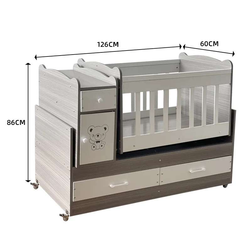 Mosquito net crib sleep rocking diaper holder wooden crib with locker