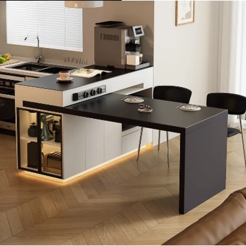 

Kitchen Island Dining Table Integrated Household Rotating Retractable Stone Plate Medium Kitchen Island