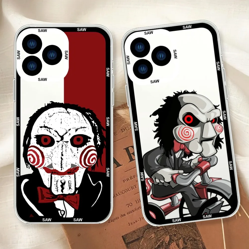 Horror Jigsaw Saw Phone Case For Samsung  A52 A53 A70 A71 A72 A73 A80 A91 S Transparent Border Shell