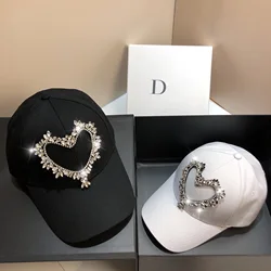 Luxury Rhinestone Baseball Caps for Women Heart Pattern Fashion Women's Hats Cotton Snapback Cap Versatile Girl's Hat Tide