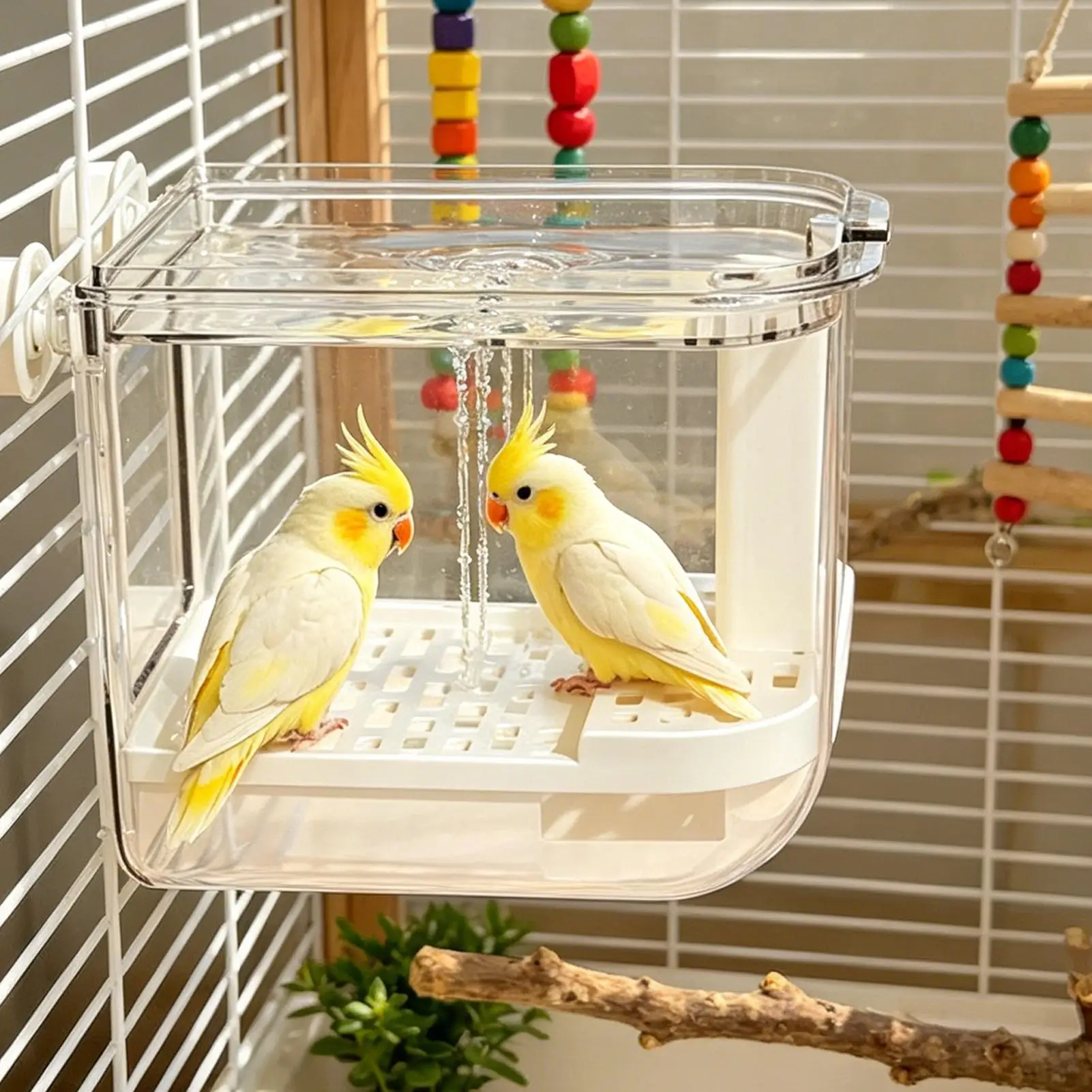 Bird Shower For Cage Automatic Circulating Finches Bathing Finches Cage Bath Tub For Pet Parents Animal Lovers Trainers Macaw view 2