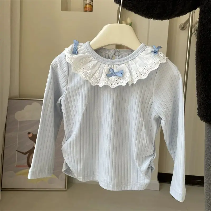 Baby Girl Spring Clothes Girl Doll Collar Long Sleeved T-shirt Spring and Autumn Fashion Baby Spring Base Coat
