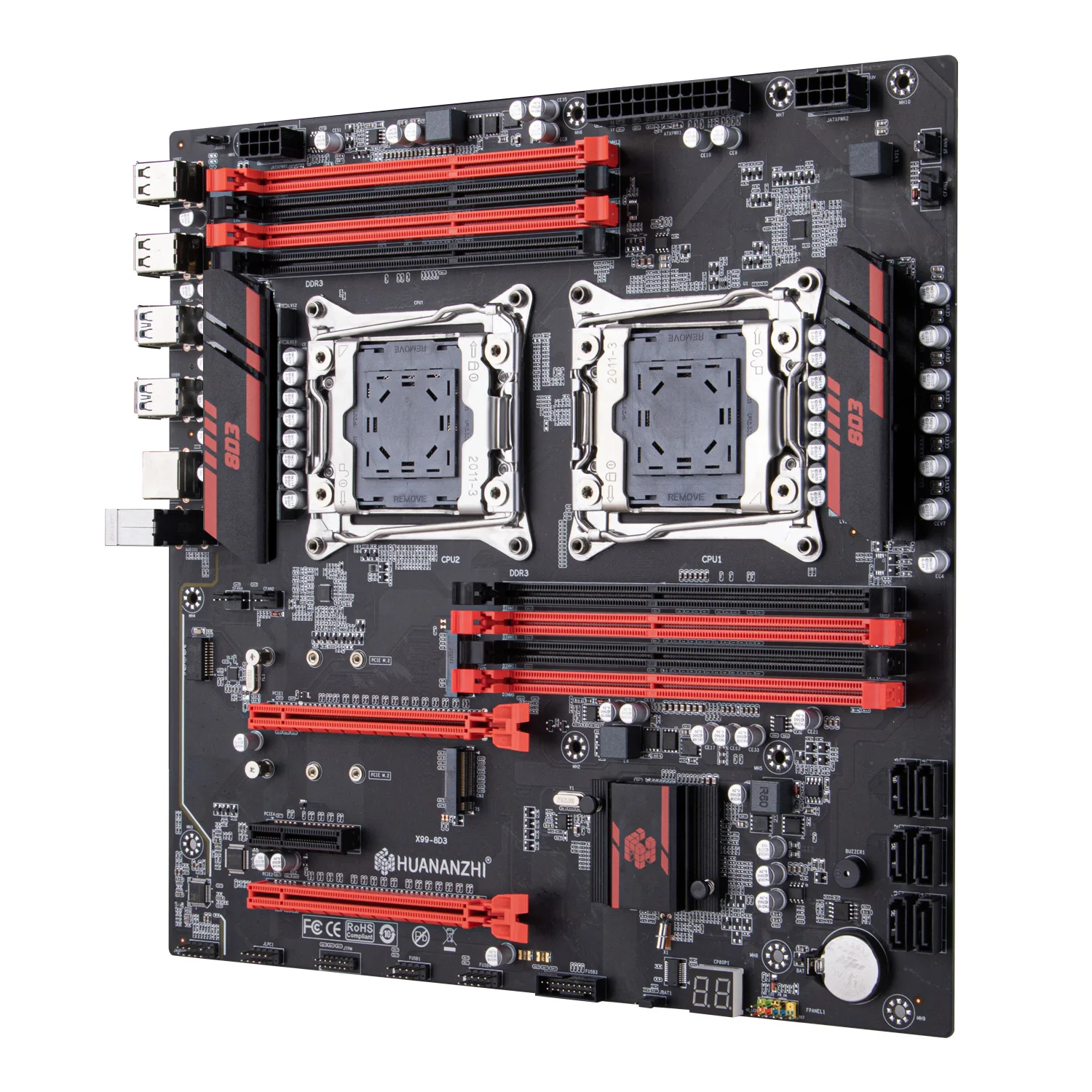 Imagem -03 - Lga 20113xeon Placa-mãe Cpu Dupla Suporte Lga 2673 2676 2666 2678 2696 e5 V3v4 Memória Ddr3 Recc M.2 Nvme ru Huananzhi-x99 8d3