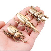 Solid Brass Beetle Ornaments Creative Unicorn Fairy Simulation Copper Insect Tea Pets Hand-played House Table Gift