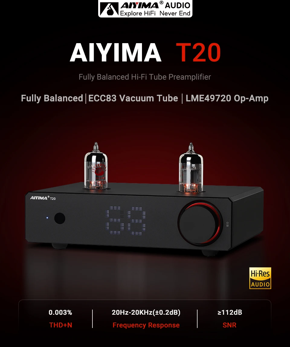 AIYIMA Audio T20 Röhren-Vorverstärker Vollsymmetrischer XLR/RCA-Ausgang Stereo-Vorverstärker mit DAC-Verstärker 12V Trigger für HiFi-Heimverstärker – Detail 3