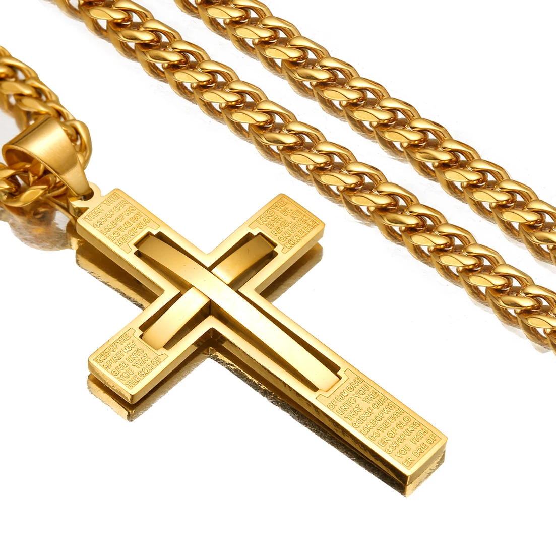 New Fashion Women Mens 316L Stainless Steel Crucifix Cross Pendant Curb Chain Necklace 6mm 18-36\