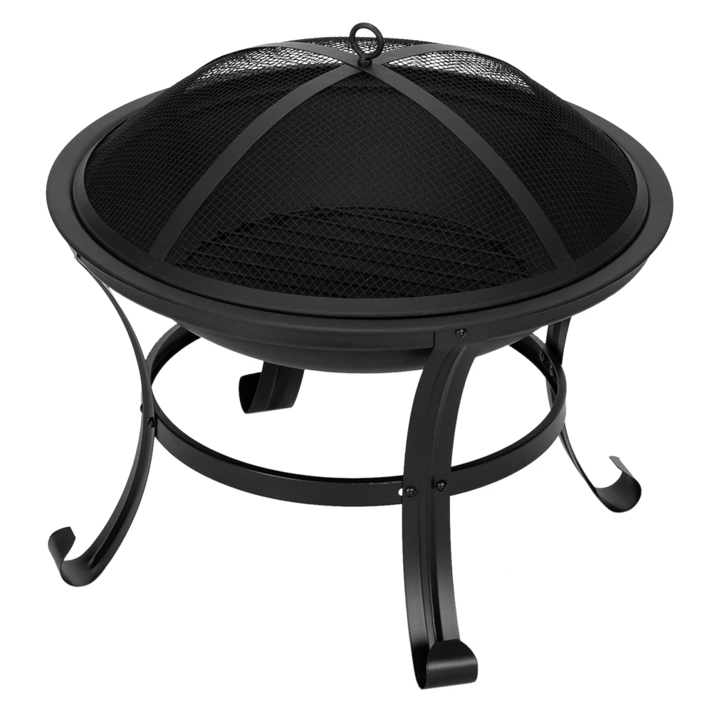 

22" Curved Feet Iron Brazier Wood Burning Fire Pit Decoration for Backyard Poolside