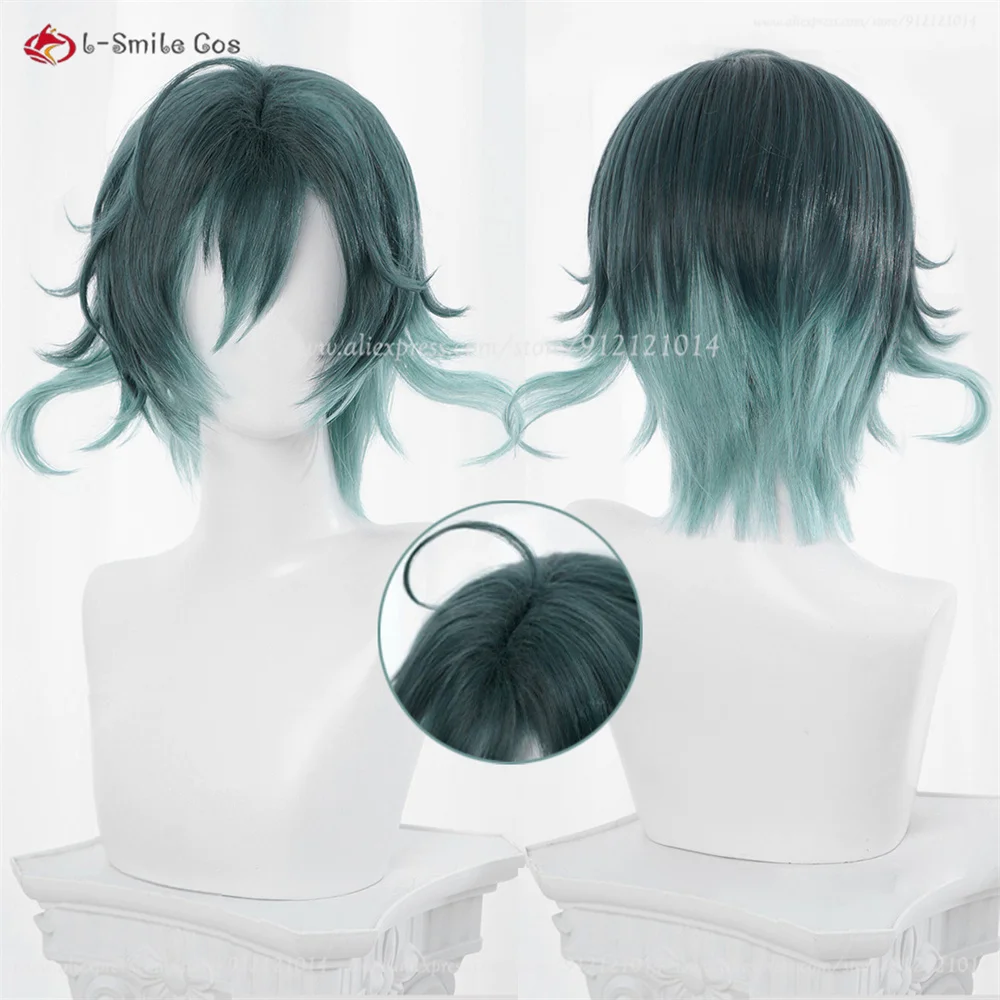 

Anime Mukami Azusa Cosplay Wigs 30cm Short Dark Green Gradient Hair Heat Resistant Synthetic Hair Halloween Role Play Wigs