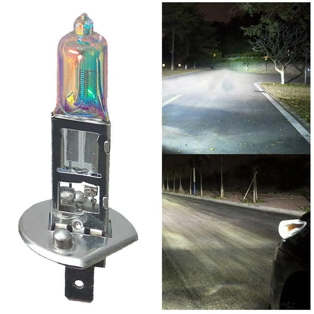 Lampu mobil, 2 buah, lampu mobil terang 12V H1 Xenon kuarsa bohlam Halogen 55W semua cuaca, lampu kabut Hid, lampu depan mobil 5000K