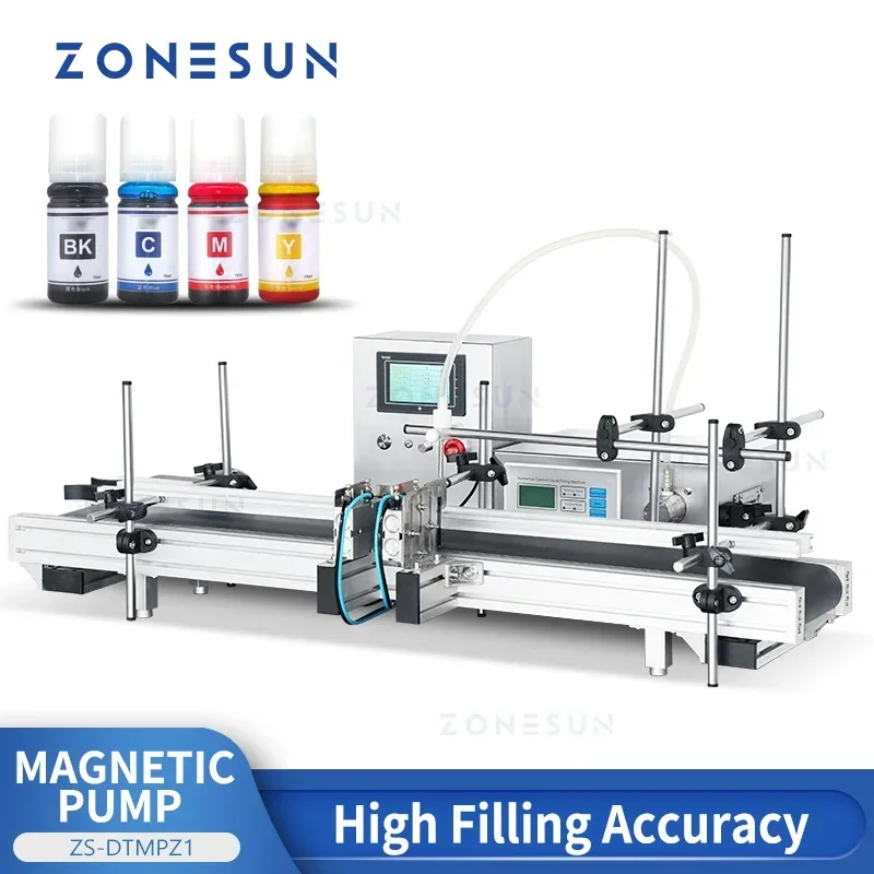 ZONESUN ZS-DTMPZ1 Automatic Digital Control Bottle Liquid Filler Machine Water Juice Magnetic Pump Jar Vial Conveyor Packaging