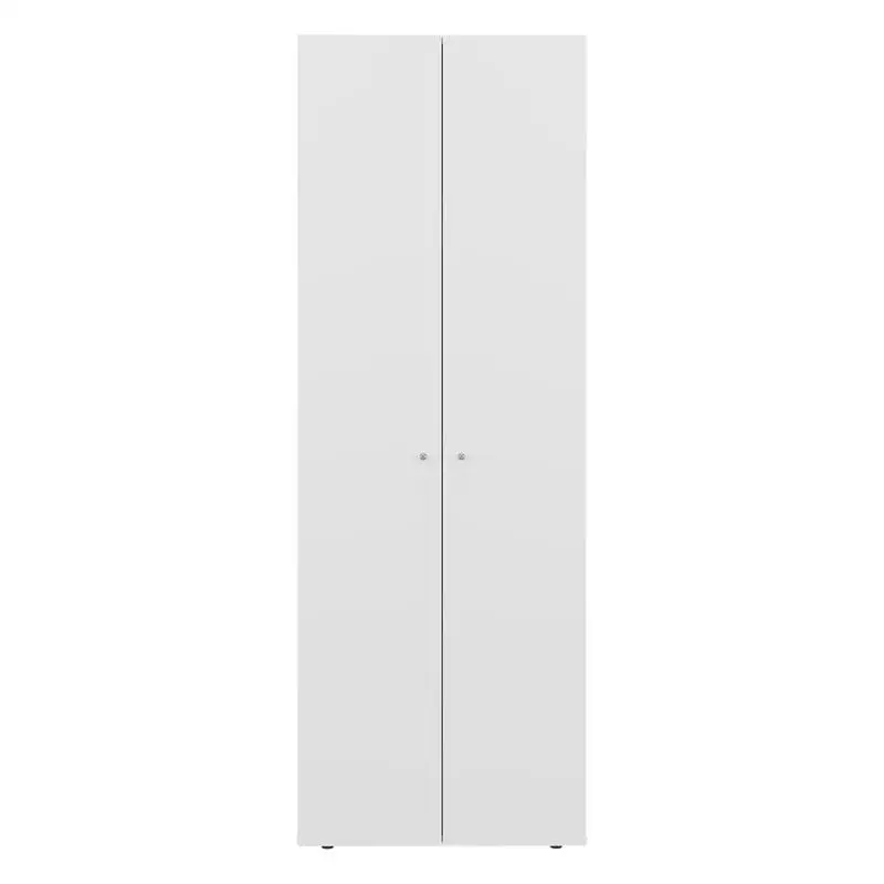 Armoire penderie blanche à 2 portes avec 4 étagères et solution de rangement verticale