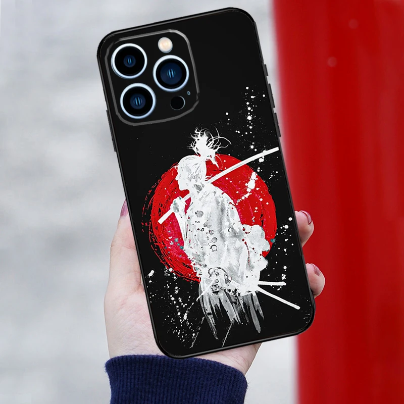 Red Sun Japanese Anime Phone Case For iPhone 15 14 11 13 Pro 12 Pro X XR XS Max Plus Protection Back Case Cover