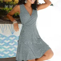 Dresses for Women 2025 Casual Plus Size Women's Floral Wrap V Neck Midi Dress A Line Swing Cap Sleeve Midi Vestidos De Fiesta - Image 2