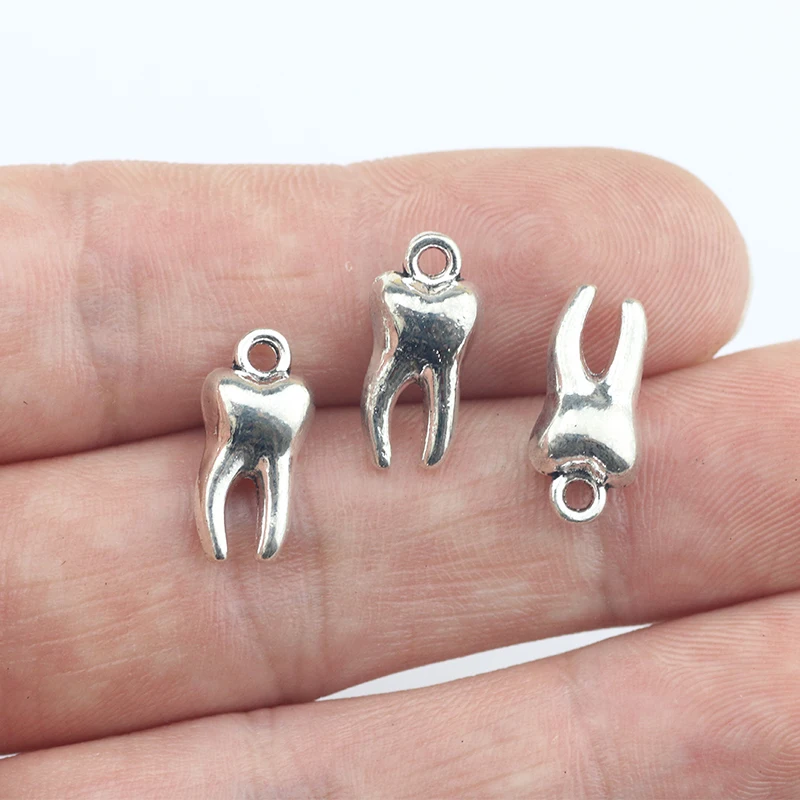 20Pieces 8*15mm Antique Silver Color Special Tooth Charms Earrings Pendant Earrrings Accessory Charms For DIY Jewelry Making