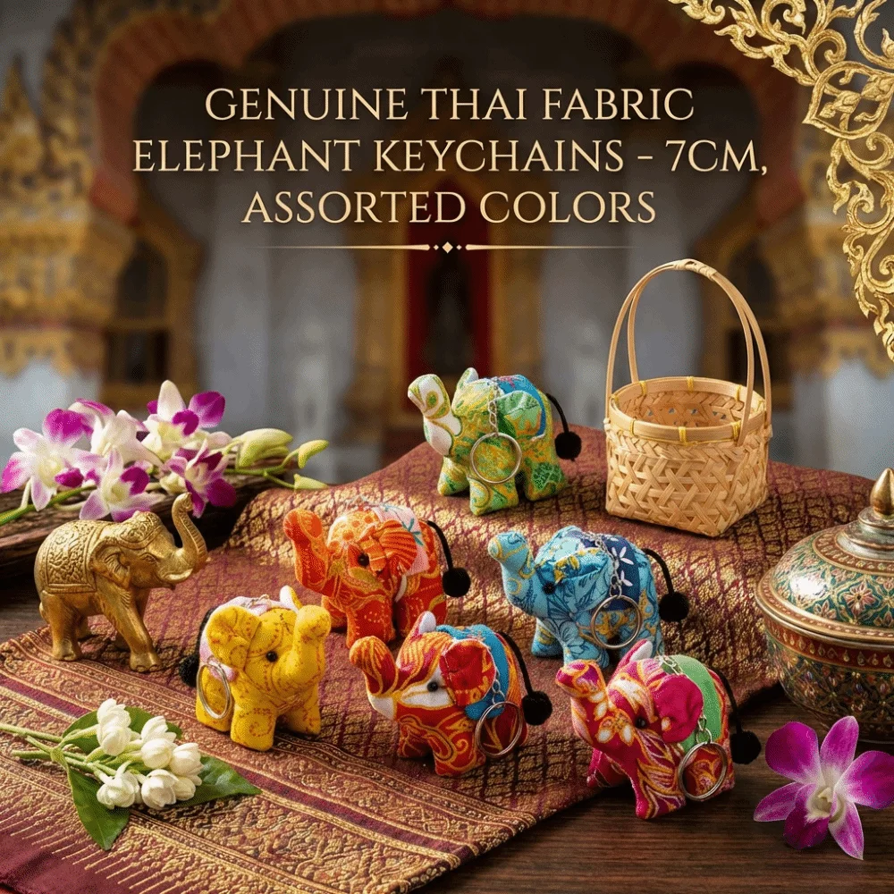 Thai Fabric Elephant Keychain Cartoon Handmade Plush Pendant Animal Random Color Bag Pendant Charms Cultural Souvenir