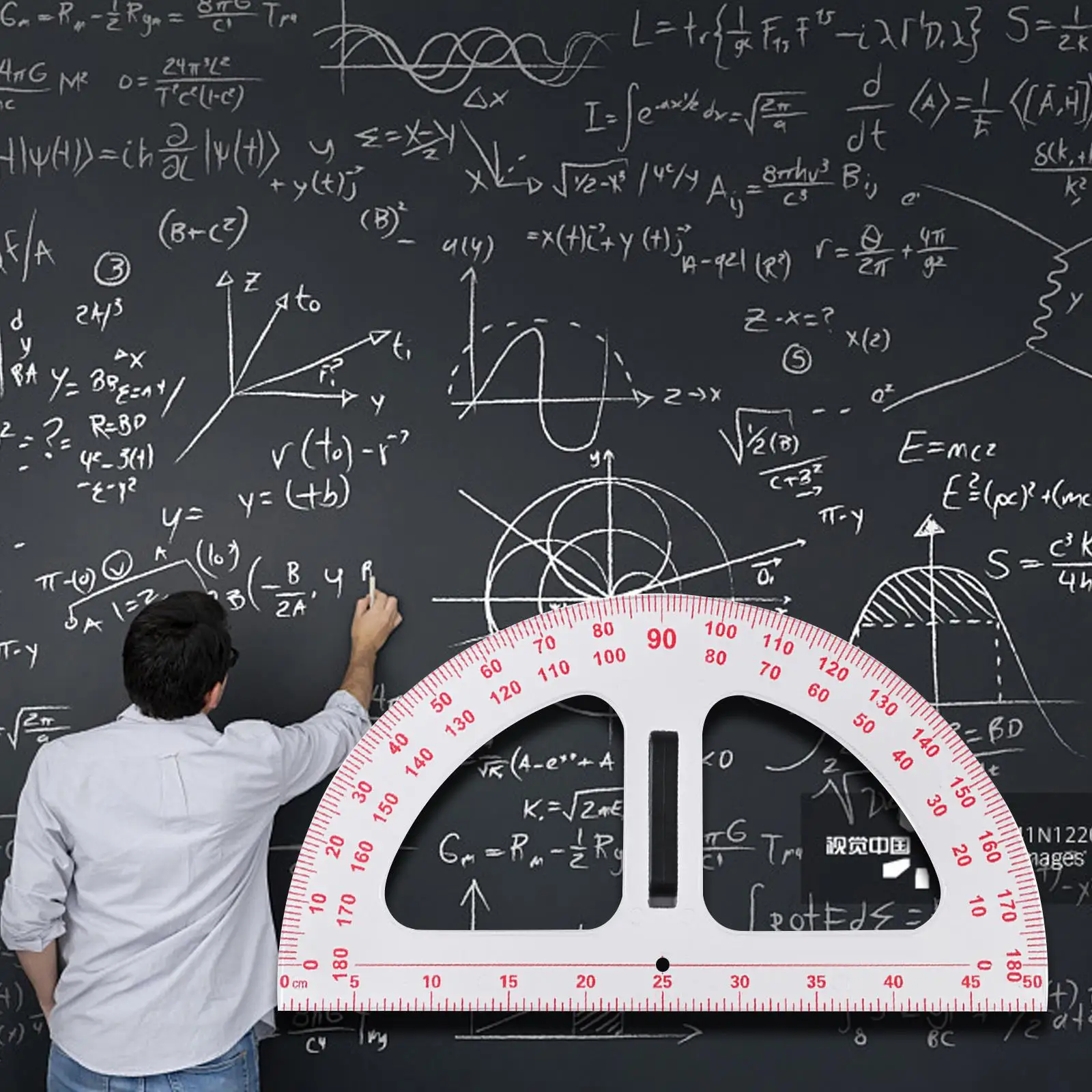 Math Measurement Tool Semi Circular Ruler with Removable Handle Accuracy Drawing Tool for Teaching Home Classroom Office